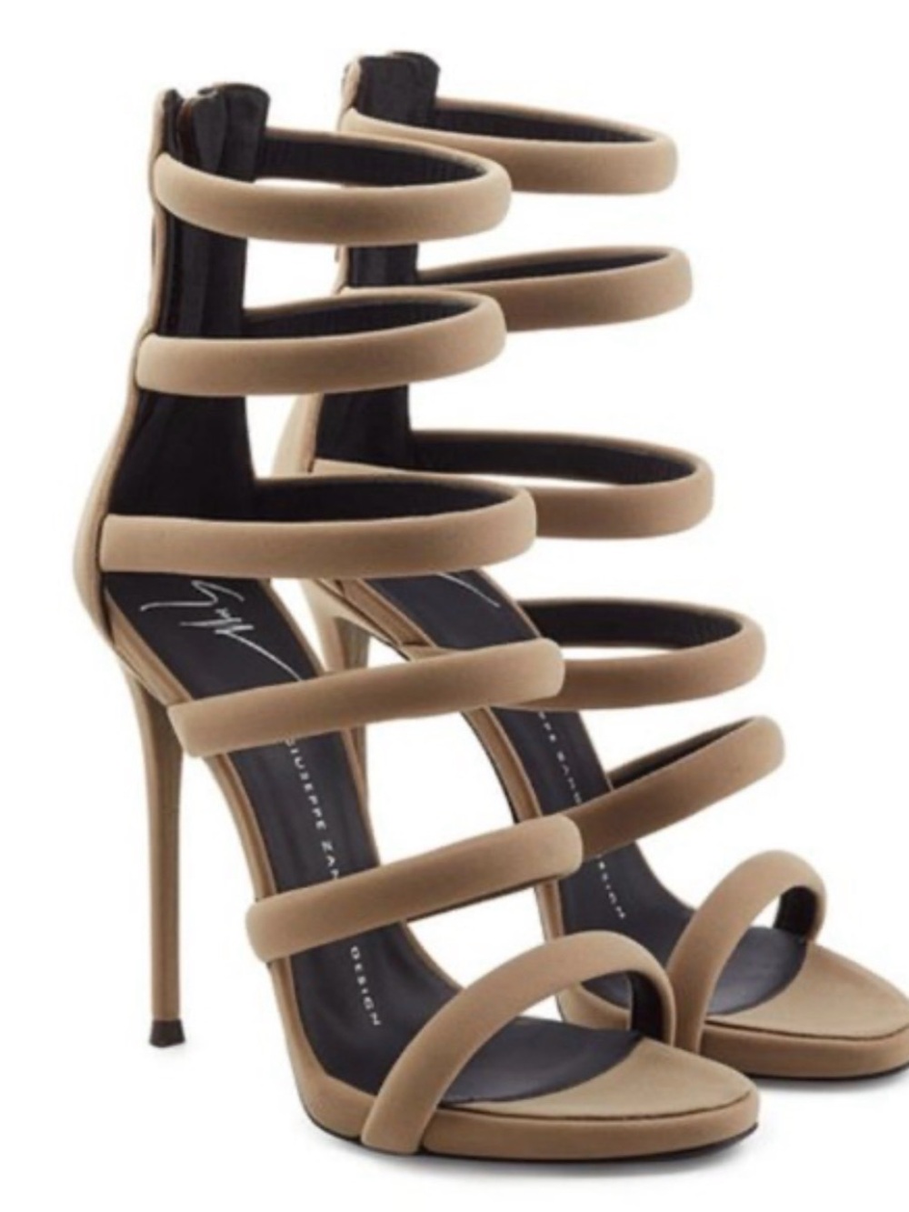 Giuseppe Zanotti Chantal Beige Strappy Caged Stiletto Sandals Size 36